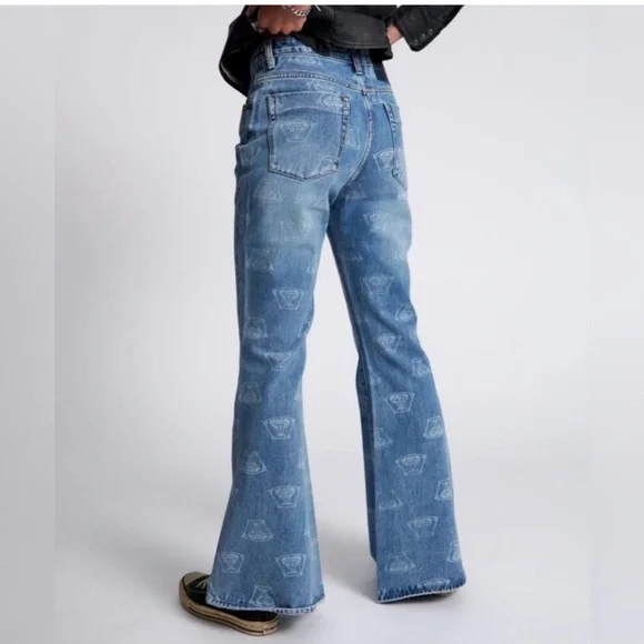 ONE TEASPOON - Marines Mid Waist Flared Denim Jeans - NEW - Picture 3 of 9